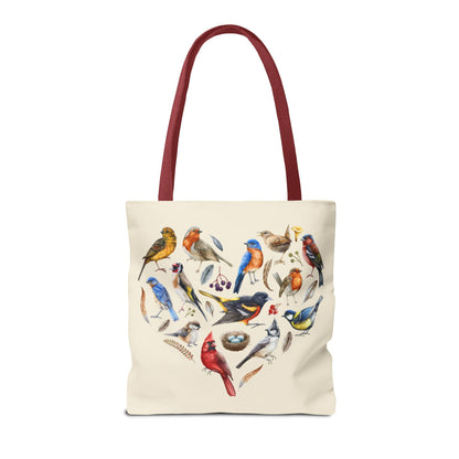 Heart of Birds Tote Bag - Natural color - Heart Design for Nature Enthusiasts