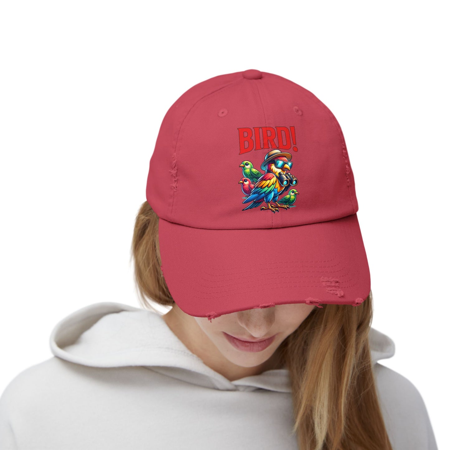 The Nerdy Birder BIRD! Vintage Style Hat - Unisex Distressed Cap