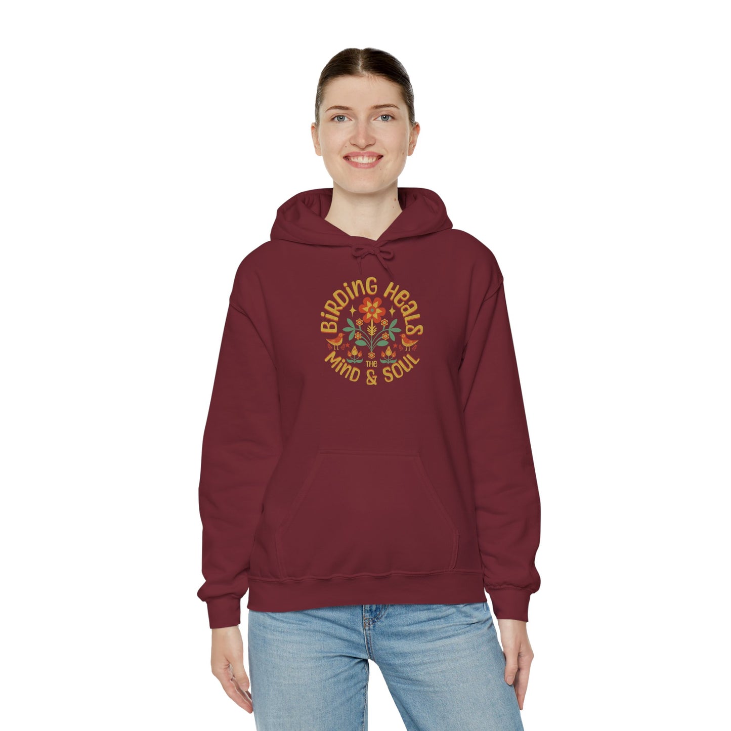 Birding Heals Hooded Sweatshirt - Unisex, Cozy Gift for Mindfulness, Yoga, Meditation, Self-Care, Affirmation Wear