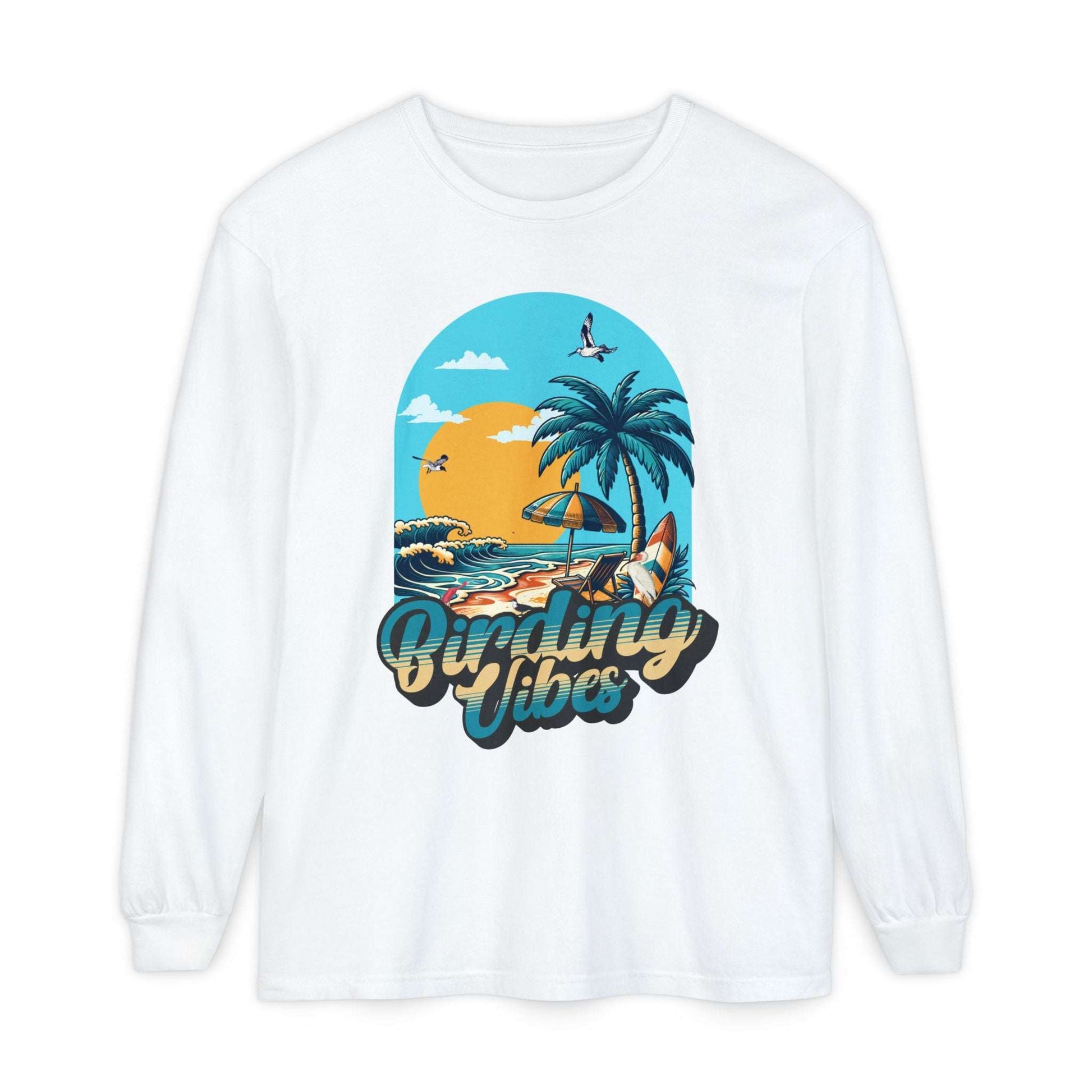 Birding Vibes Comfort Long Sleeve T-Shirt for Beach Lovers