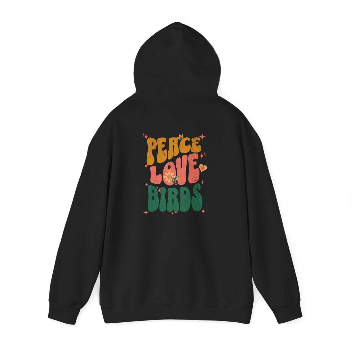 Peace Love Birds Unisex Hoodie Back Design - Cozy Sweatshirt for Nature Lovers