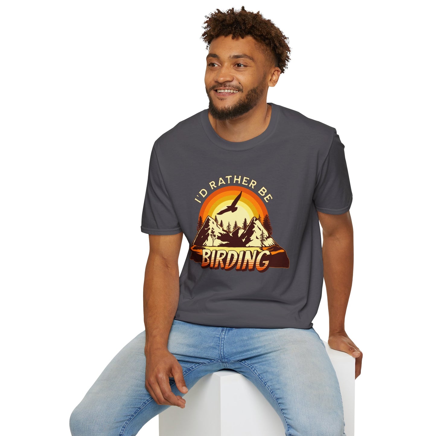 I'd Rather Be Birding Unisex Softstyle T-Shirt - Perfect for Birdwatchers