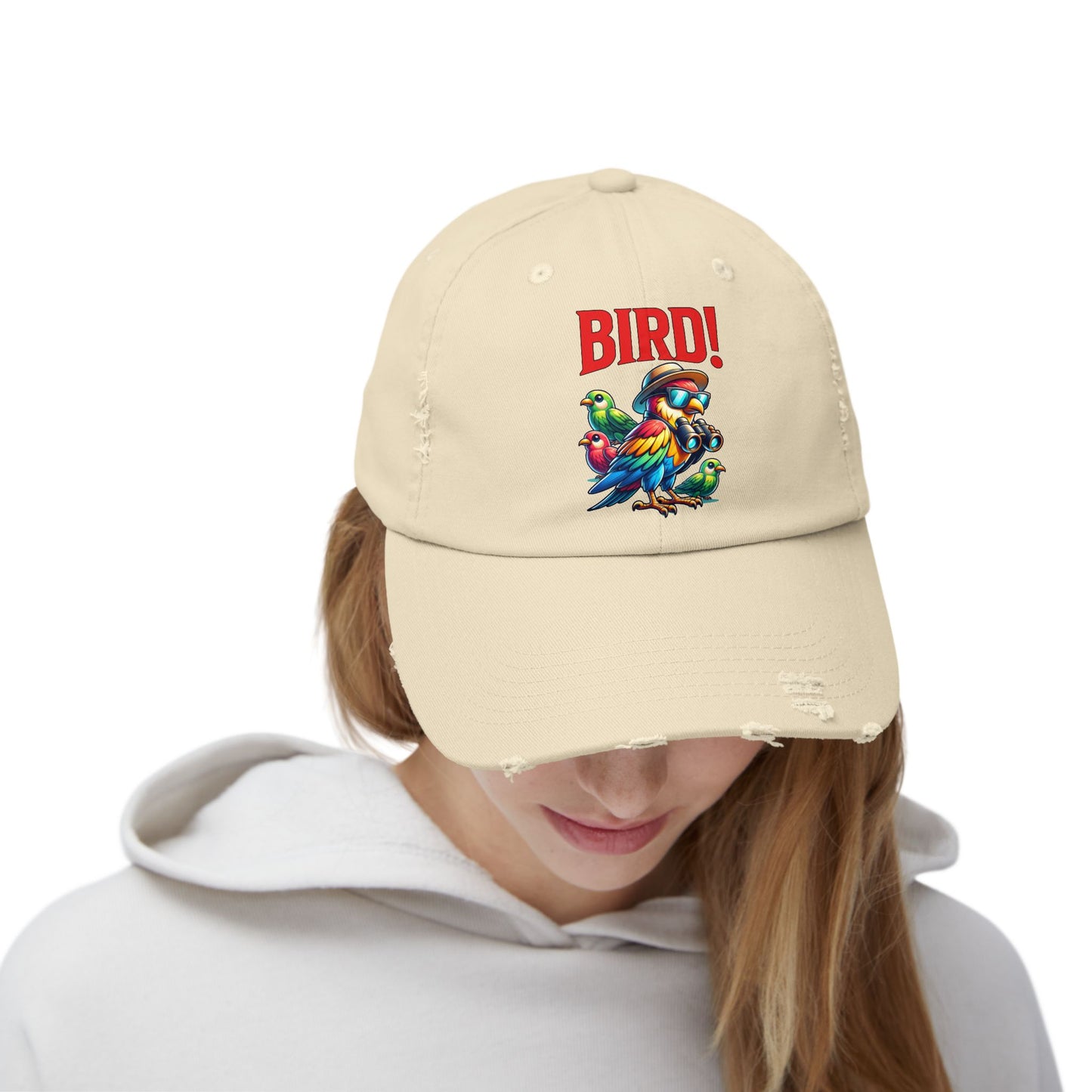 The Nerdy Birder BIRD! Vintage Style Hat - Unisex Distressed Cap