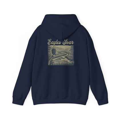 The Nerdy Birder - Eagle Soars Back Design Unisex Hoodie - Cozy Sweatshirt for Nature Lovers