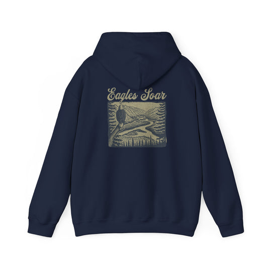The Nerdy Birder - Eagle Soars Back Design Unisex Hoodie - Cozy Sweatshirt for Nature Lovers