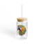 The Nerdy Birder Colorful Parrot 16oz Sipper Glass With Bamboo Lid