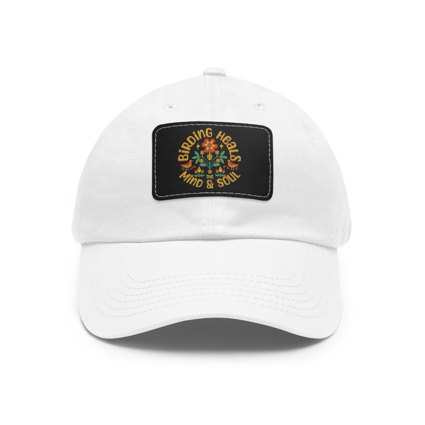 The Nerdy Birder Birding Heals with Leather Patch for Inspired by childhood memories of playful glamour, Stylish Outdoor Cap, Gift for Bird Watching Enthusiasts, Casual Fashion Accessory