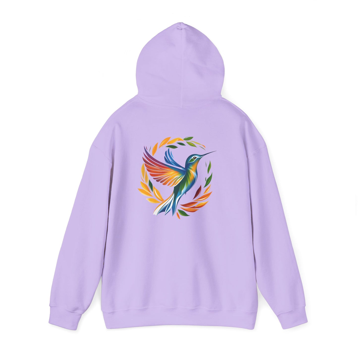 Hummingbird Rainbow Hoodie Back Design - Cozy Sweatshirt for Nature Lovers