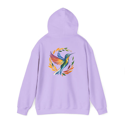 Hummingbird Rainbow Hoodie Back Design - Cozy Sweatshirt for Nature Lovers