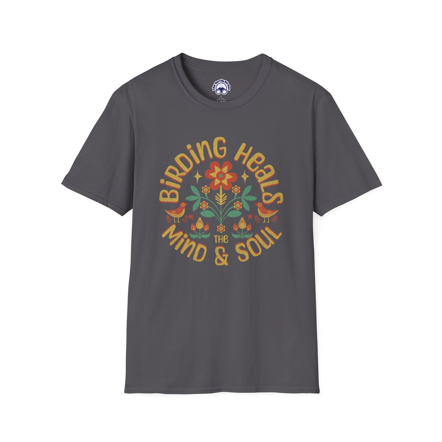 Birding Heals the Mind & Soul – Bird Lover Folk Art T-Shirt