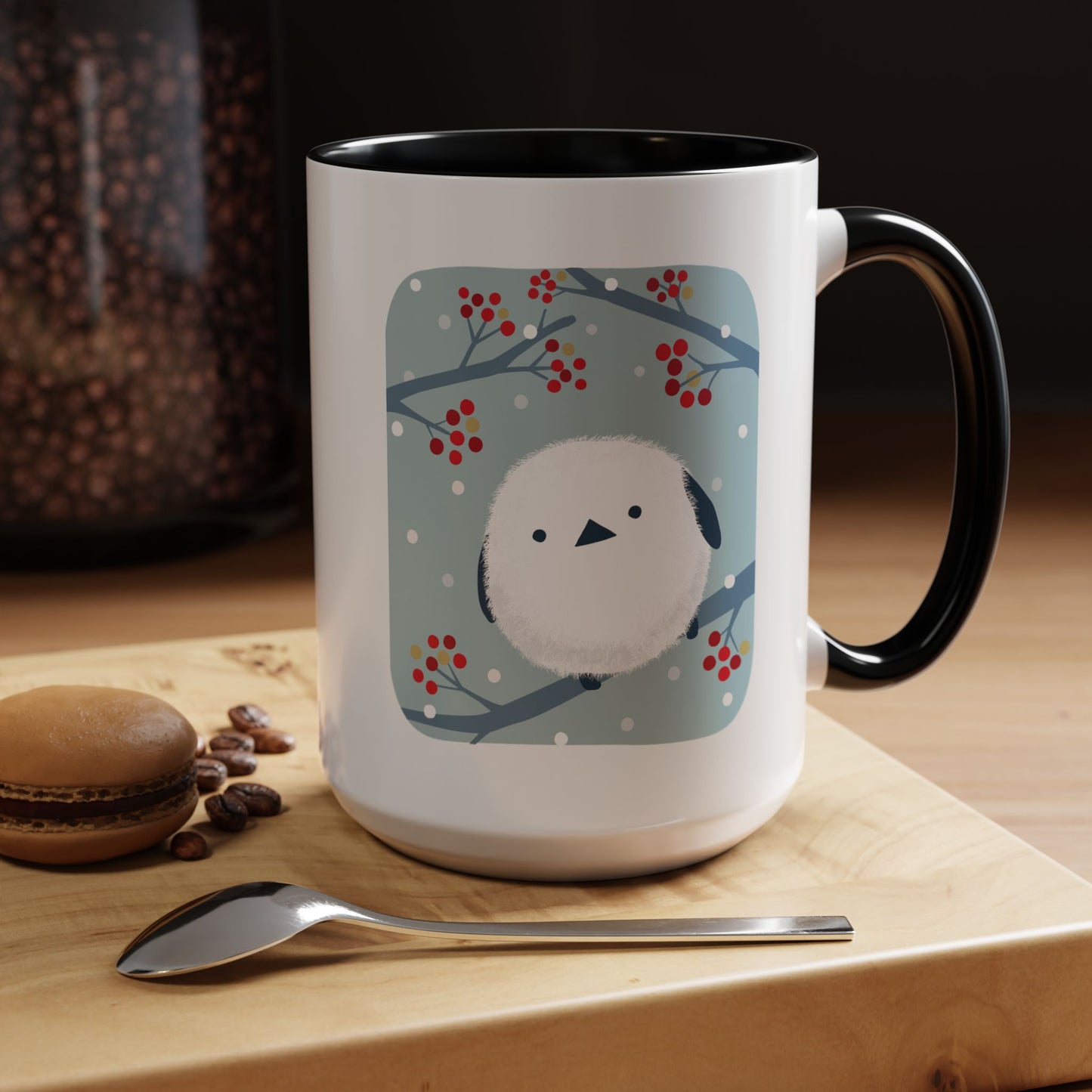Cute Bird & Cherry Blossom Accent Coffee Mug - 11oz & 15oz