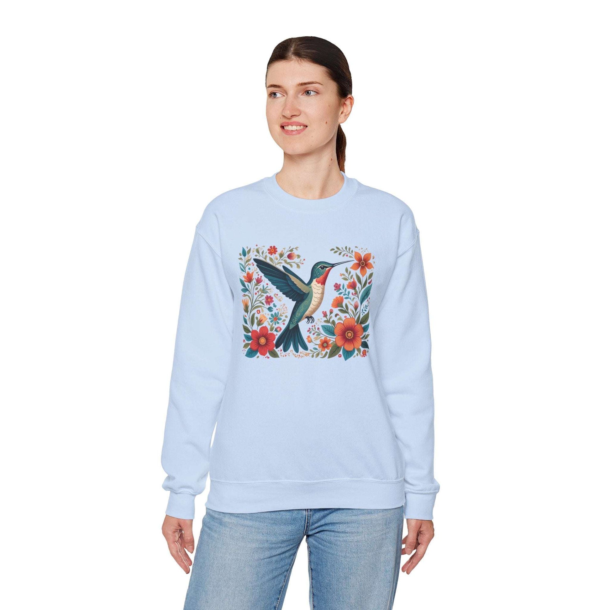 Hummingbird In Bloom Graphic Unisex Crewneck Sweatshirt