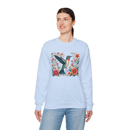 Hummingbird In Bloom Graphic Unisex Crewneck Sweatshirt