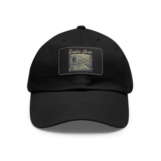 Eagles Soar Dad Hat with Leather Patch, Casual Cap for Bird Lovers, Unique Gift for Birdwatching, Outdoor Adventure Hat, Unisex