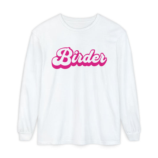 Pink Birder Unisex Garment-dyed Long Sleeve T-Shirt