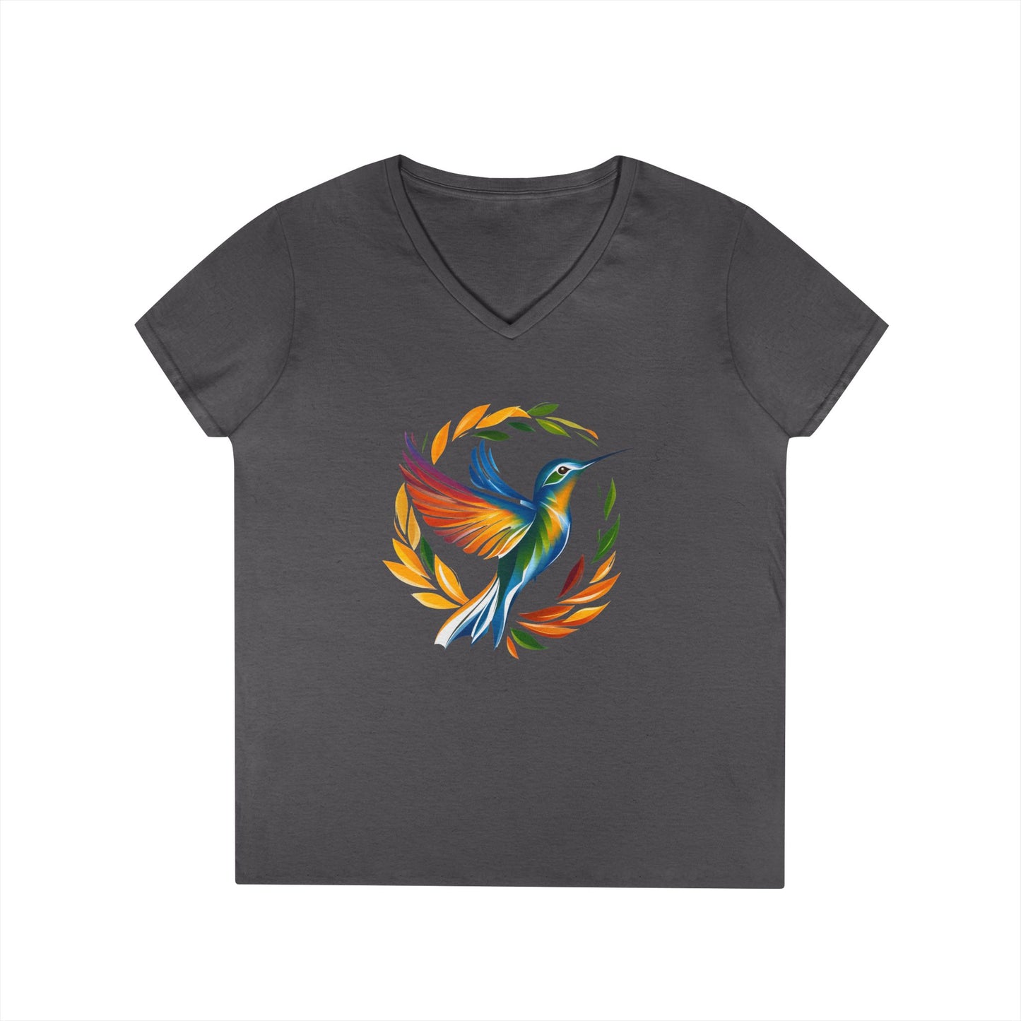 Rainbow Hummingbird Ladies' V-Neck T-Shirt