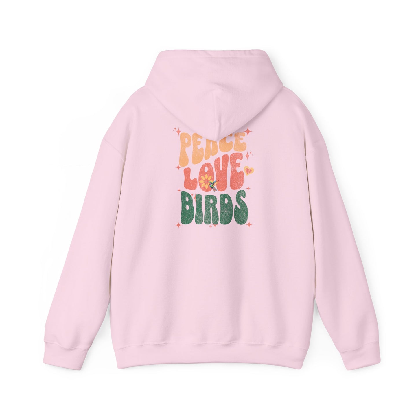 Peace Love Birds Unisex Hoodie Back Design - Cozy Sweatshirt for Nature Lovers