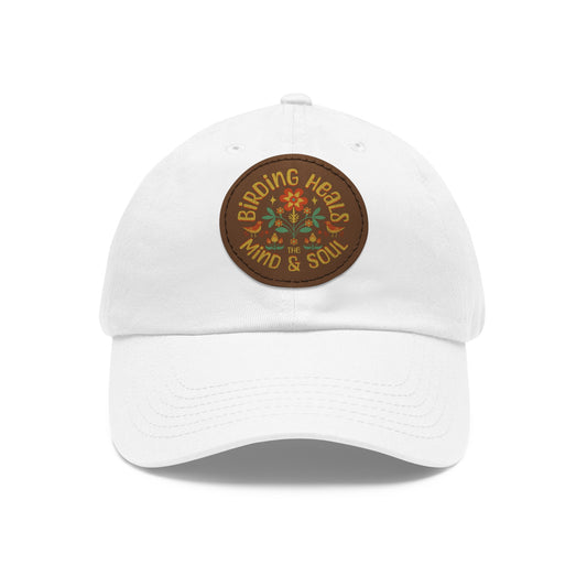 The Nerdy Birder - "Birding Heals the Mind and Soul" Dad Hat, Leather Patch Cap, Perfect Gift for Dads, Nature Lovers, Casual Style Cap, Summer Accessories