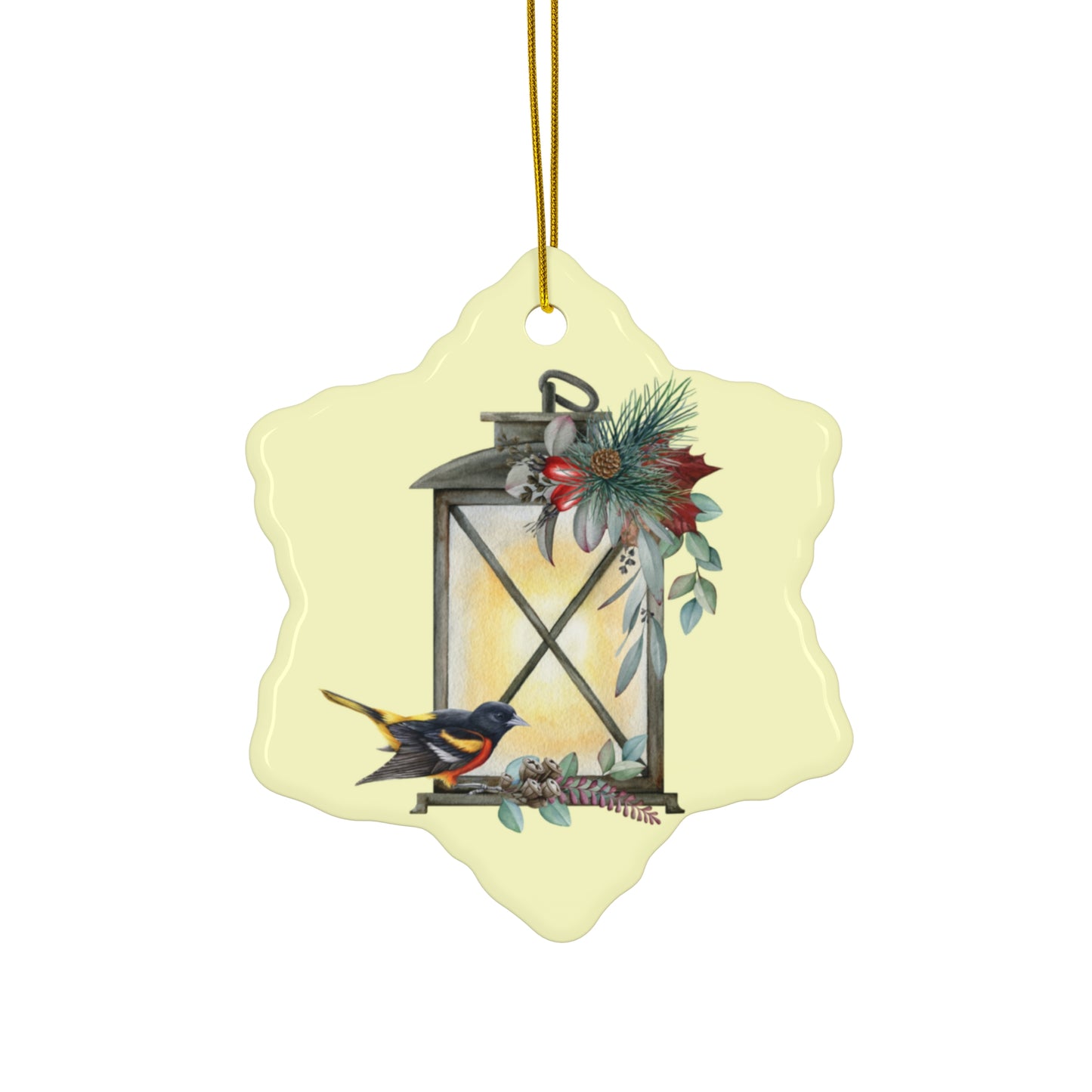 Holiday Latern Ceramic Ornament — 4 Shape Options