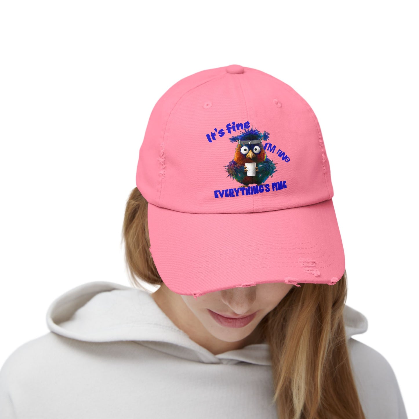 The Nerdy Birder It's Fine Everything's Fine e Vintage Style Hat - Unisex Distressed Cap