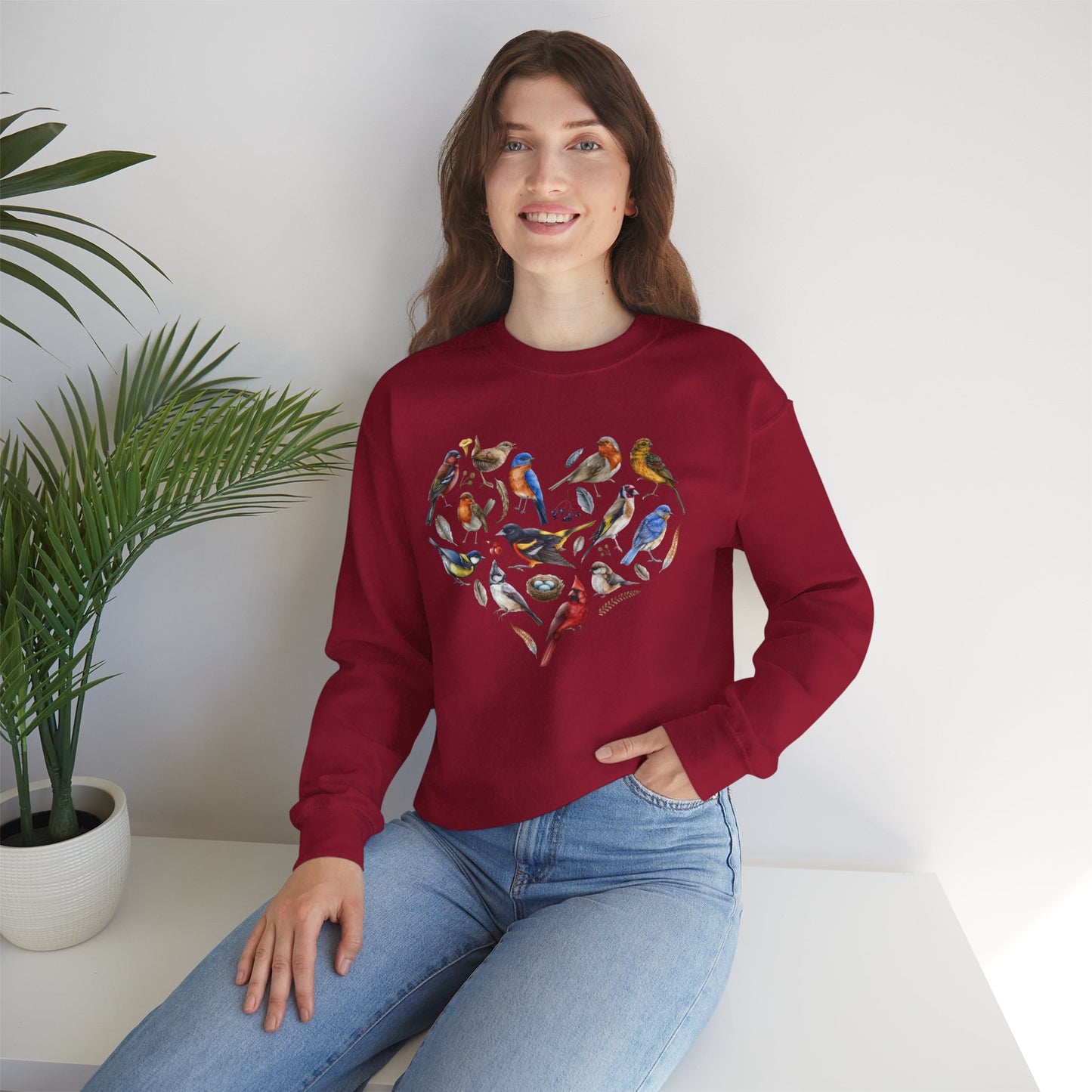 Bird Heart Graphic Unisex Crewneck Sweatshirt