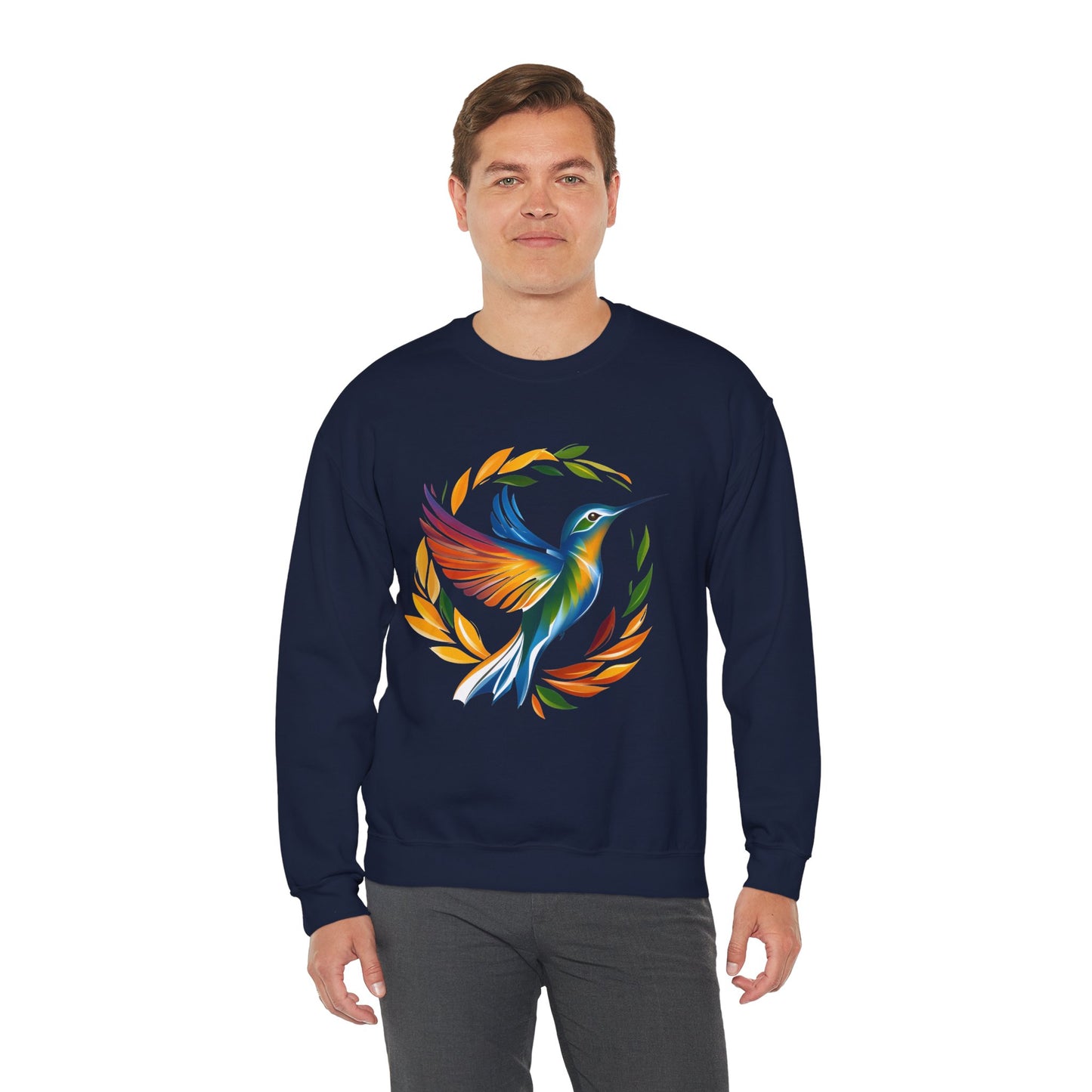 Hummingbird Rainbow Graphic Unisex Crewneck Sweatshirt