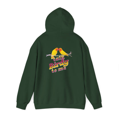 The Nerdy Birder - "Talk Birdy to Me" Back Design Unisex Hoodie - Cozy Sweatshirt for Nature Lovers