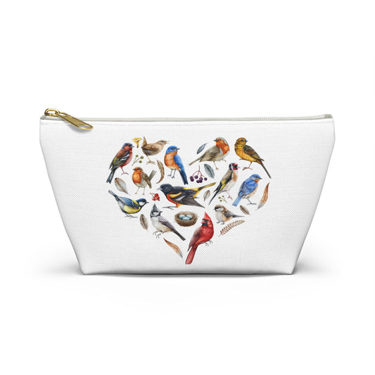 The Nerdy Birder Nature-White Bird Heart Accessory Pouch