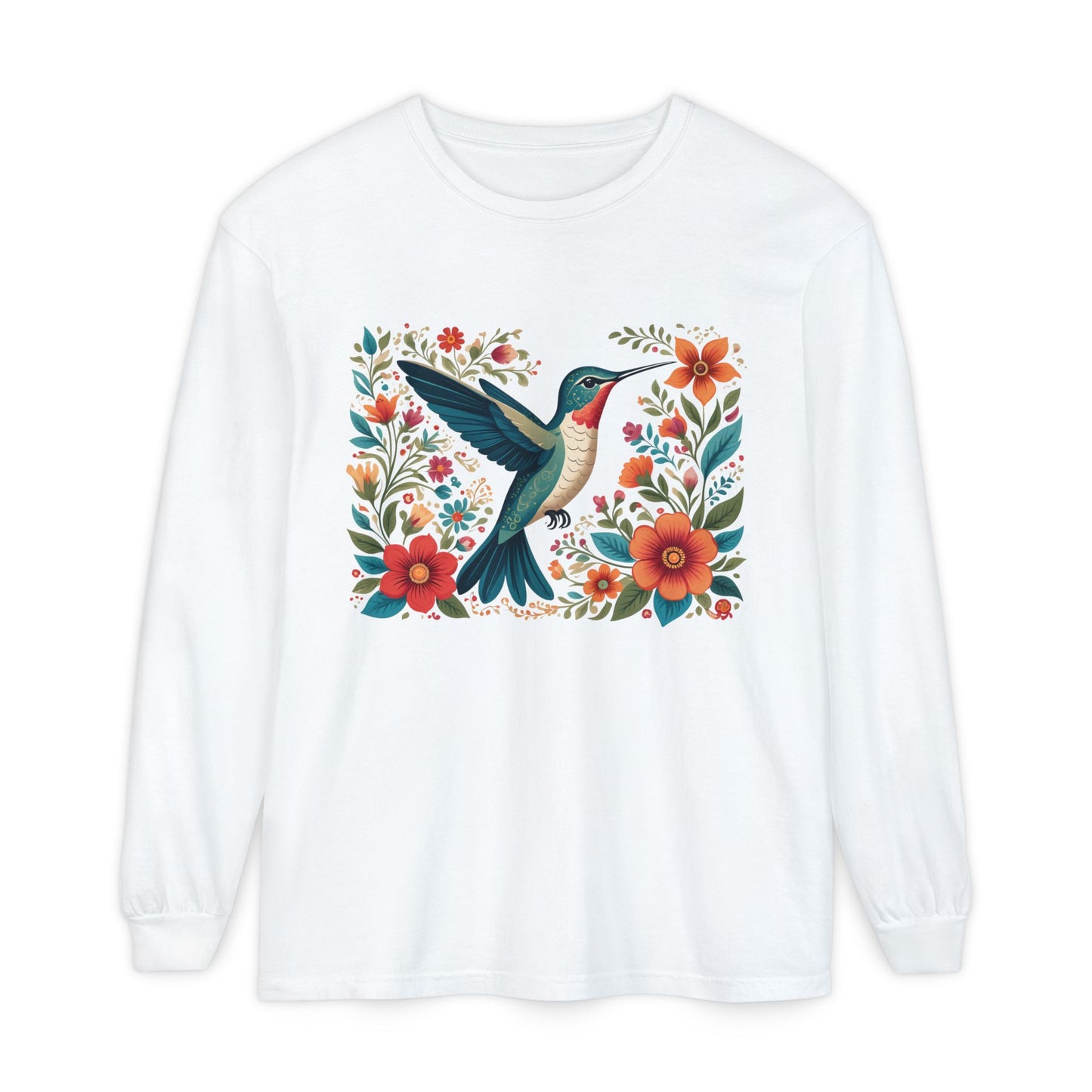Hummingbird In Bloom Long Sleeve T-Shirt