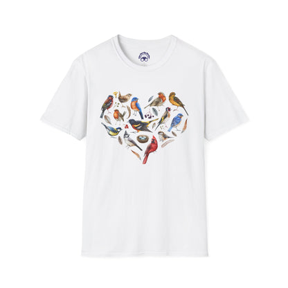 Bird Heart Unisex Softstyle T-Shirt - Heart Design