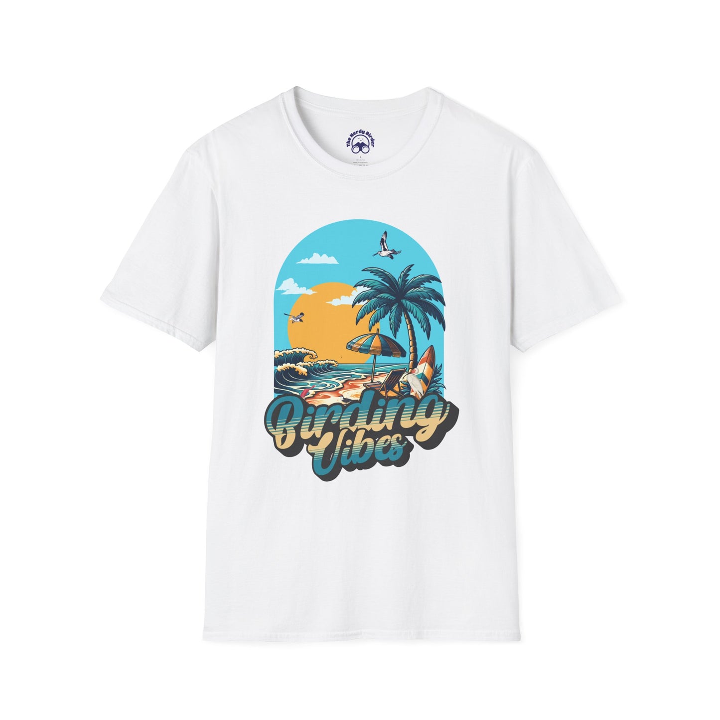 Birding Vibes Unisex Softstyle T-Shirt - Tropical Beach Graphic Tee