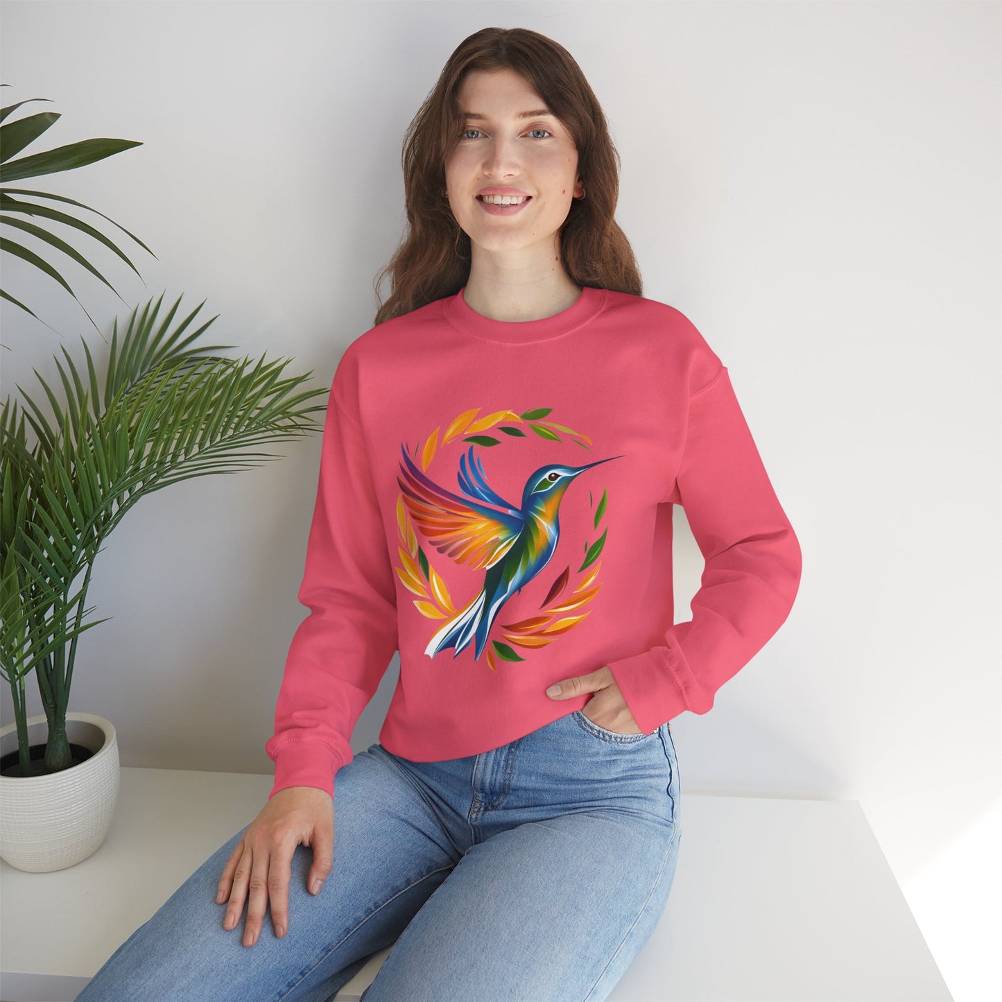 Hummingbird Rainbow Graphic Unisex Crewneck Sweatshirt