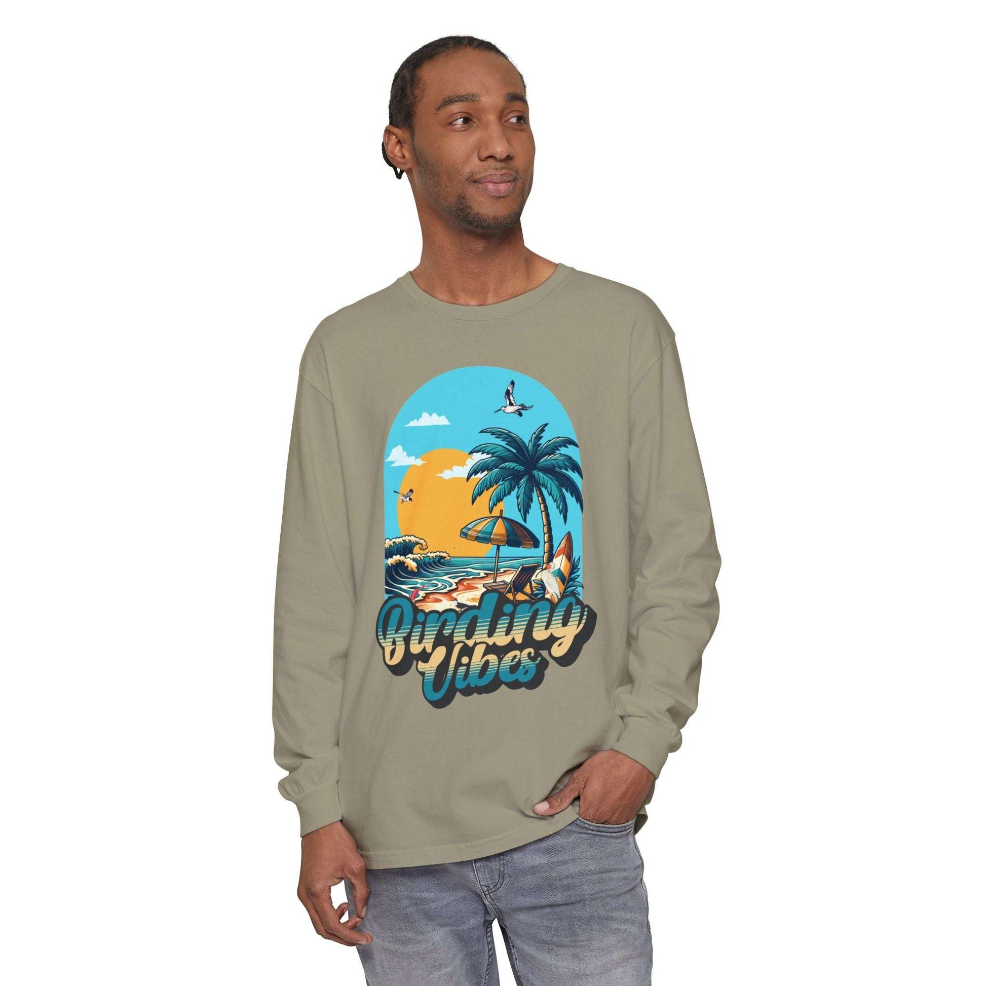 Birding Vibes Comfort Long Sleeve T-Shirt for Beach Lovers