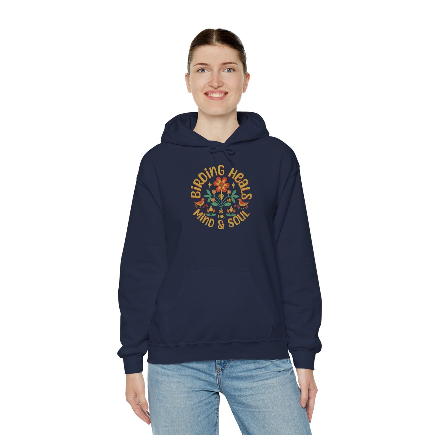 Birding Heals Hooded Sweatshirt - Unisex, Cozy Gift for Mindfulness, Yoga, Meditation, Self-Care, Affirmation Wear