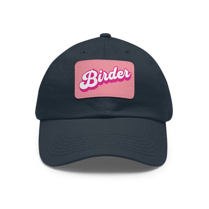 The Nerdy Birder - Birder Hat with Leather Patch for Inspired by childhood memories of playful glamour, Stylish Outdoor Cap, Gift for Bird Watching Enthusiasts, Casual Fashion Accessory