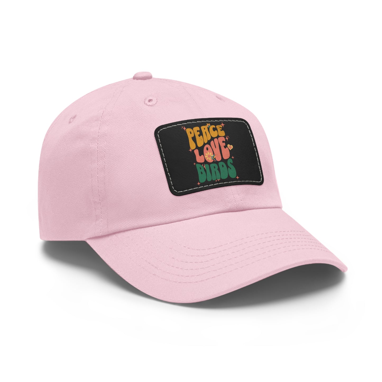Peace Love Birds  Hat with Leather Patch, Casual Cap for Bird Lovers