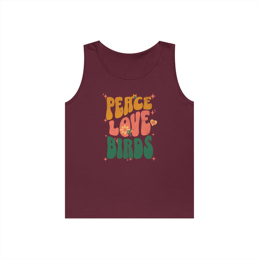 Peace Love Birds Tank Top, Gift for Bird Lovers, Unisex Summer Wear, Fun Casual Tank