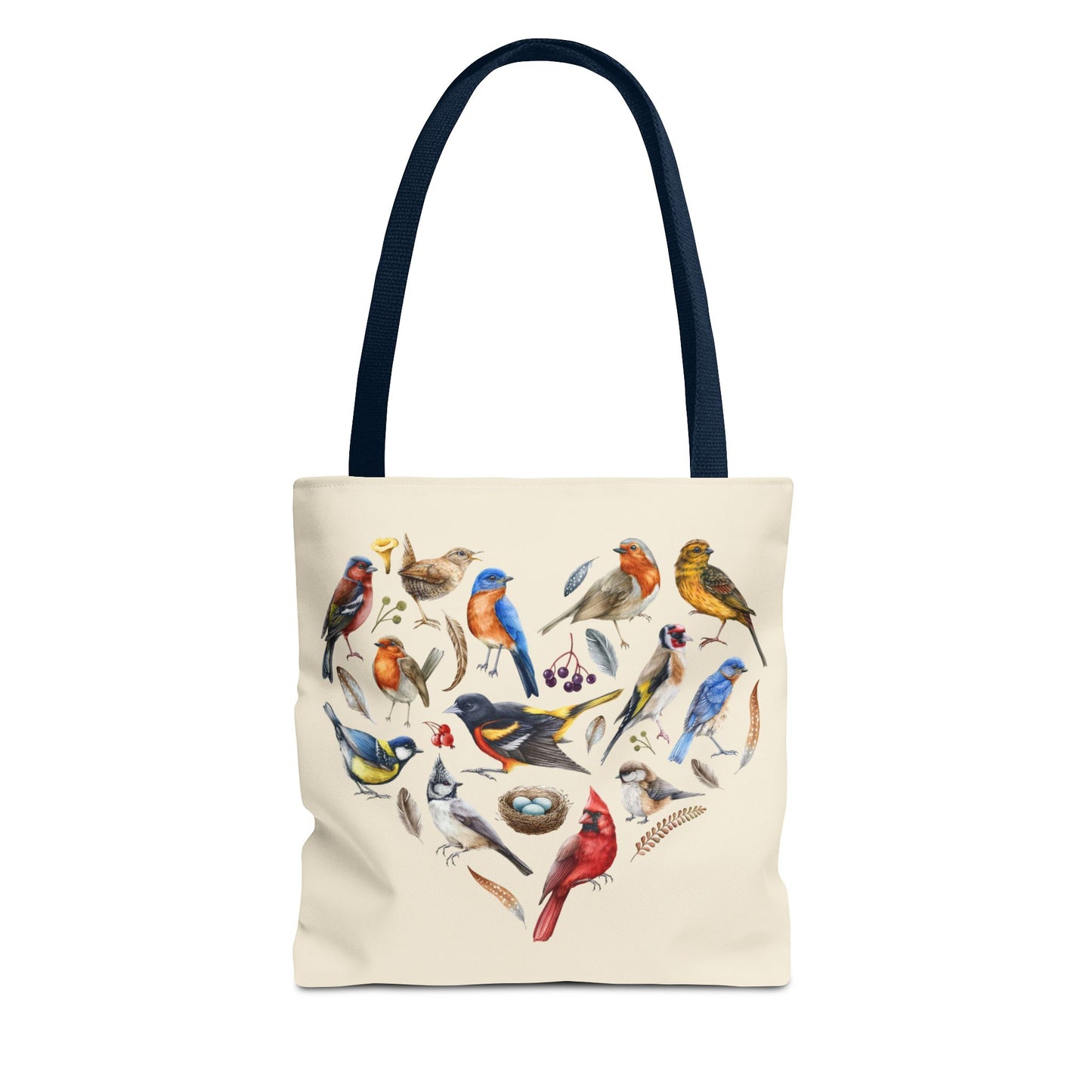 Heart of Birds Tote Bag - Natural color - Heart Design for Nature Enthusiasts