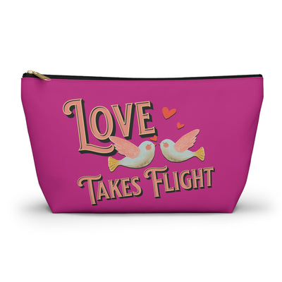 Love Takes Flight Accessory Pouch – Cute Pink Organizer for Travel & Everyday Use