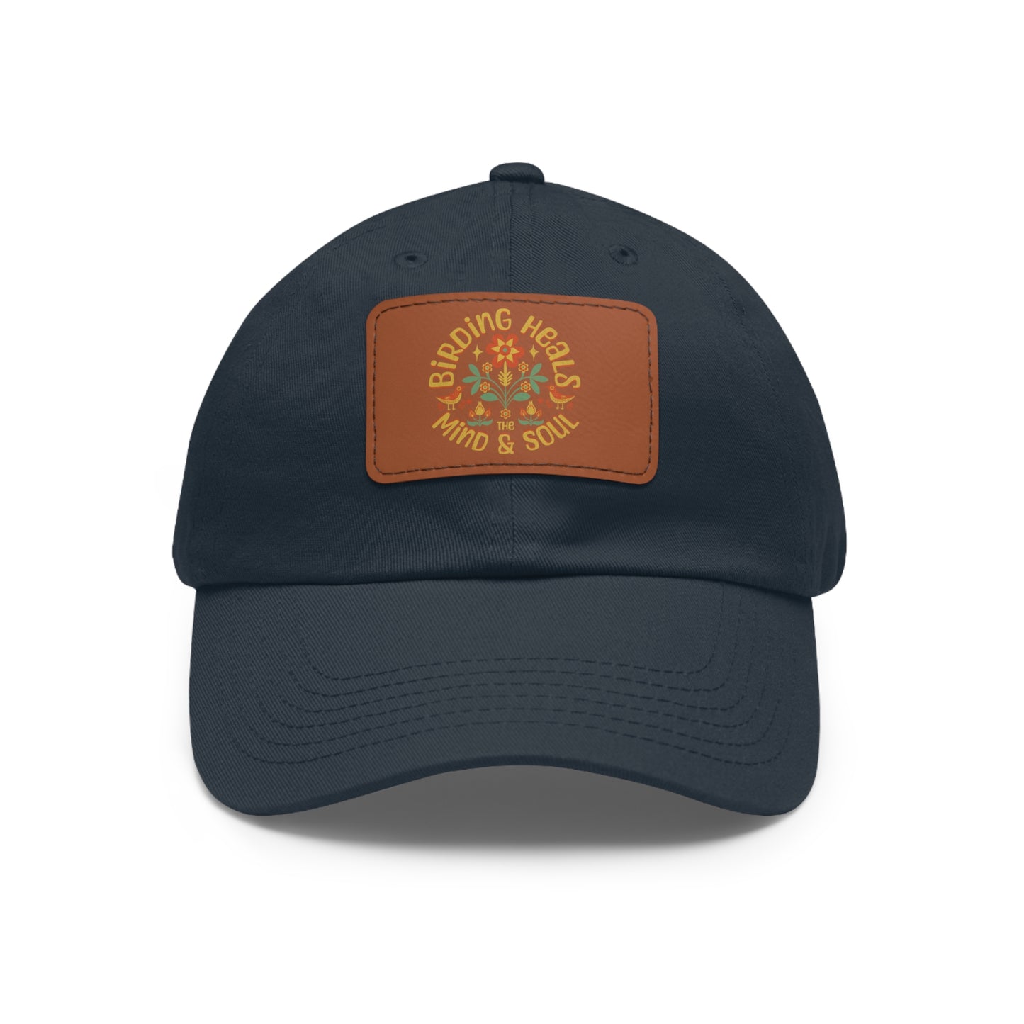 The Nerdy Birder Birding Heals with Leather Patch for Inspired by childhood memories of playful glamour, Stylish Outdoor Cap, Gift for Bird Watching Enthusiasts, Casual Fashion Accessory