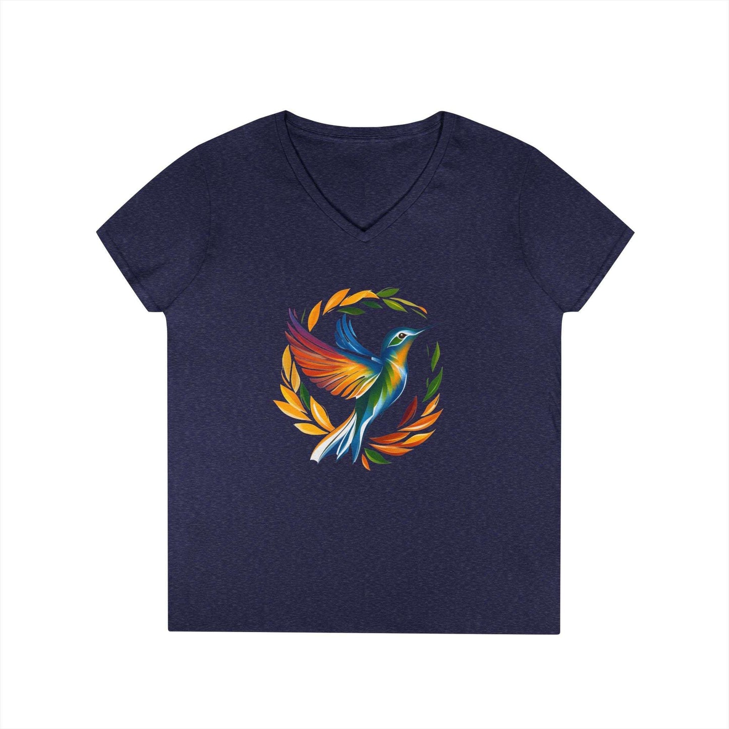 Rainbow Hummingbird Ladies' V-Neck T-Shirt
