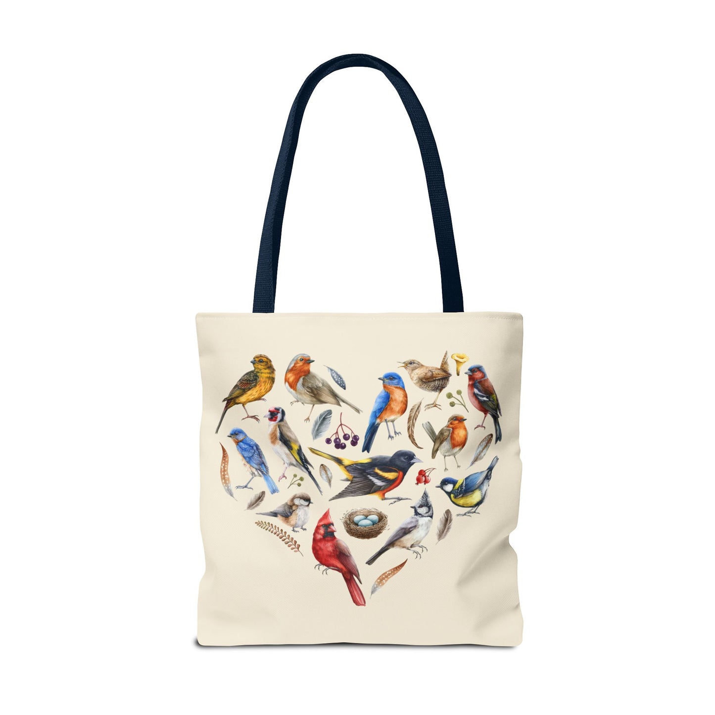 Heart of Birds Tote Bag - Natural color - Heart Design for Nature Enthusiasts