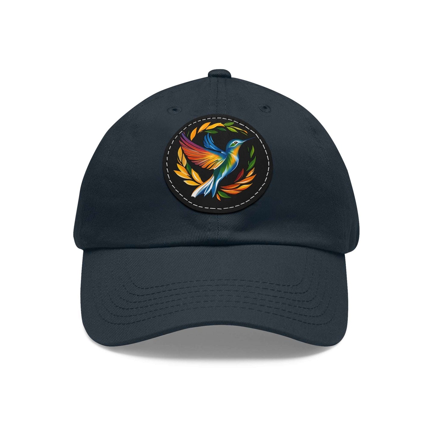 The Nerdy Birder - Modern Rainbow Hummingbird Dad Hat, Leather Patch Cap, Perfect Gift for Dads, Nature Lovers, Casual Style Cap, Summer Accessories