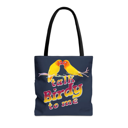The Nerdy Birder Cute "Talk Birdy To Me" Tote Bag