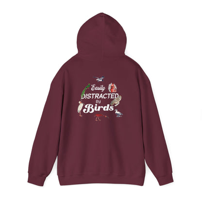 The Nerdy Birder - Easily Distracted by Birds Back Design Unisex Hoodie - Cozy Sweatshirt for Nature Lovers