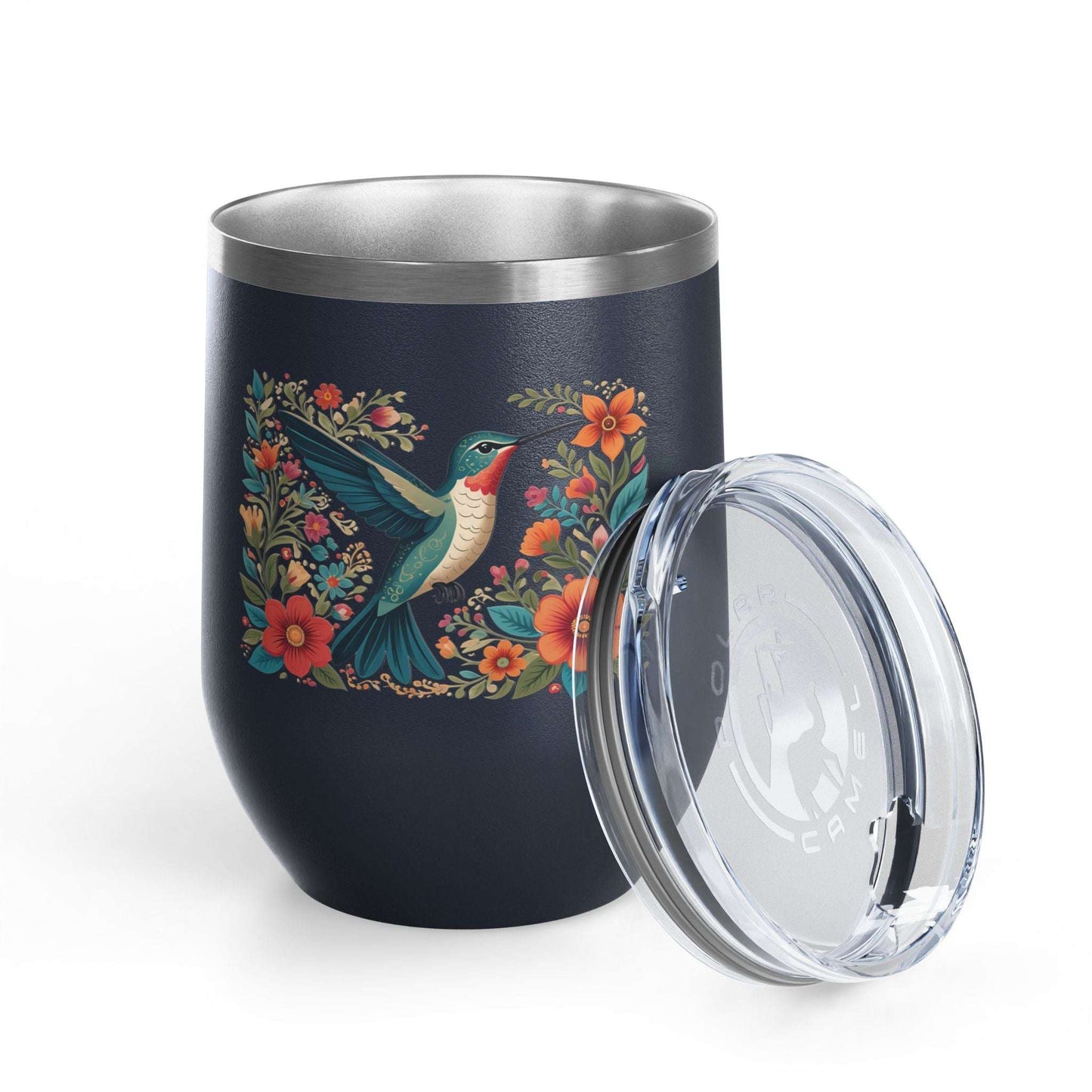 Hummingbird In Bloom Wine Tumbler- 12oz Insulated Cup