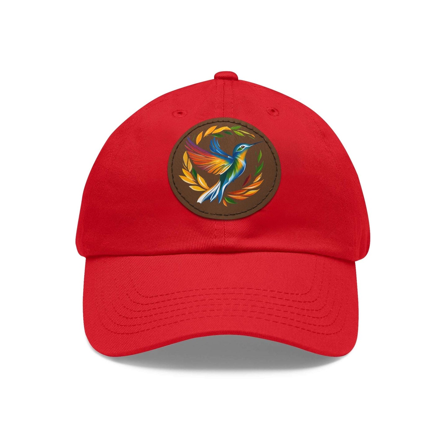 The Nerdy Birder - Modern Rainbow Hummingbird Dad Hat, Leather Patch Cap, Perfect Gift for Dads, Nature Lovers, Casual Style Cap, Summer Accessories
