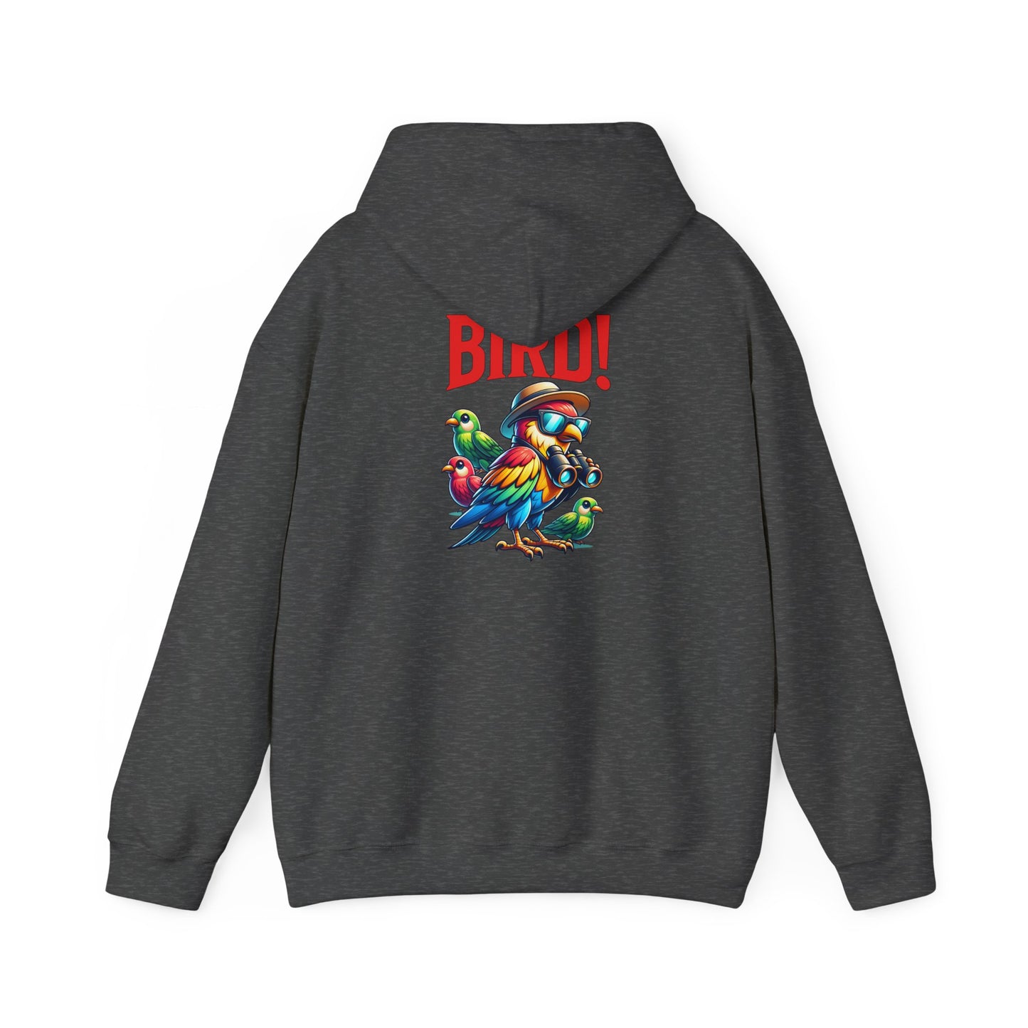 The Nerdy Birder - "Bird!" Back Design Unisex Hoodie - Cozy Sweatshirt for Nature Lovers