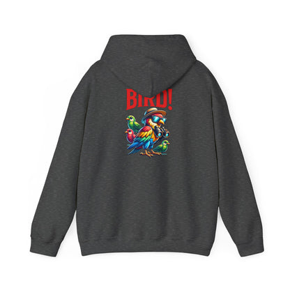 The Nerdy Birder - "Bird!" Back Design Unisex Hoodie - Cozy Sweatshirt for Nature Lovers