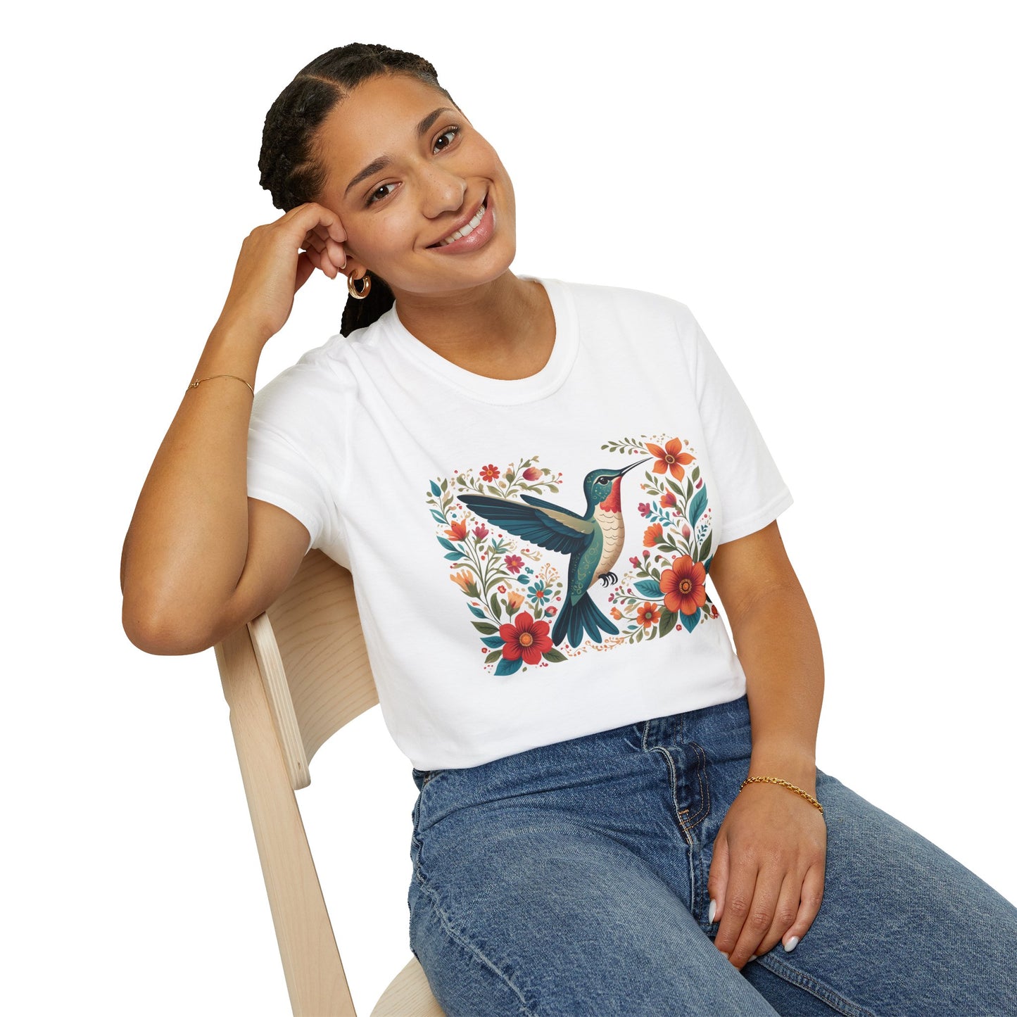 Hummingbird in Bloom Unisex Softstyle T-Shirt